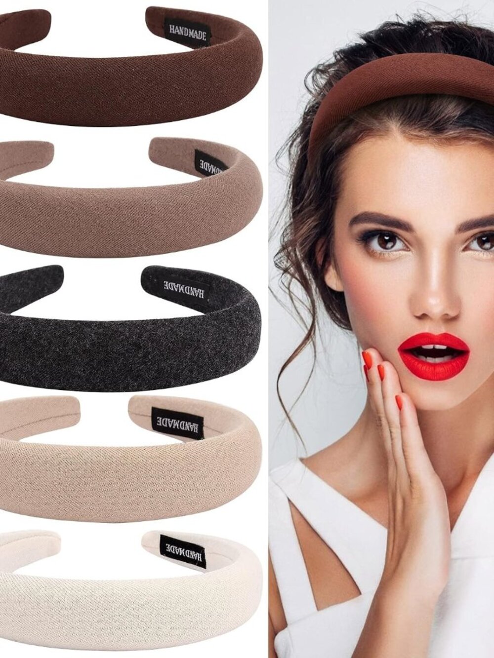 Assorted Padded Headbands for Women and Girls - Fashion Solid Color Wide Turban